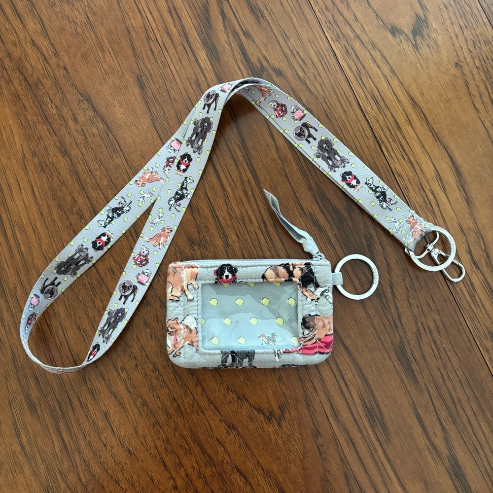 Vera Bradley Dog Show Zip ID Case and Lanyard